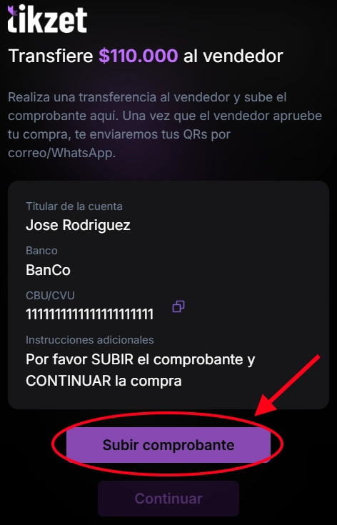 Subida de comprobante