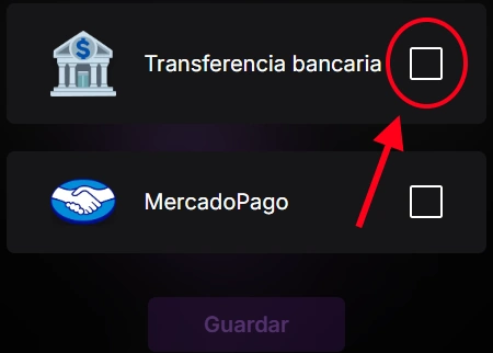 Seleccionar transferencia